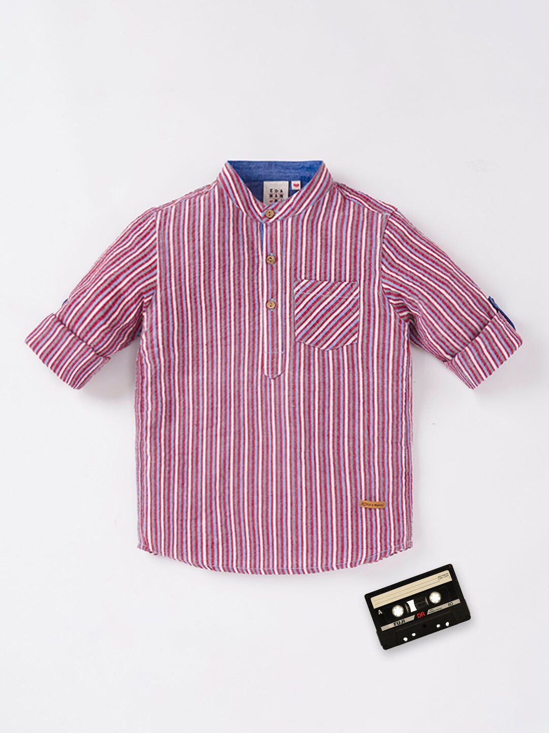 

Ed-a-Mamma Boys Cotton Striped Casual Shirt, Red