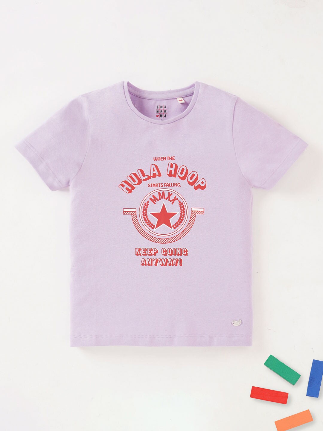 

Ed-a-Mamma Girls Typography Printed Cotton T-shirt, Lavender