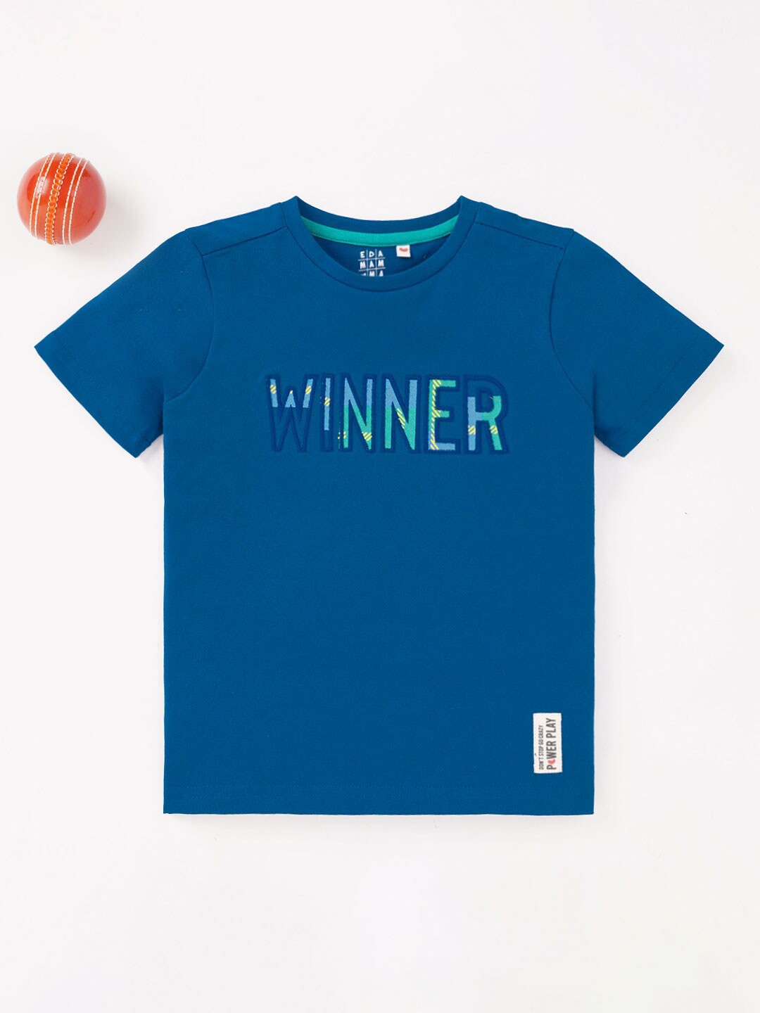 

Ed-a-Mamma Boys Typography Printed Cotton T-shirt, Blue
