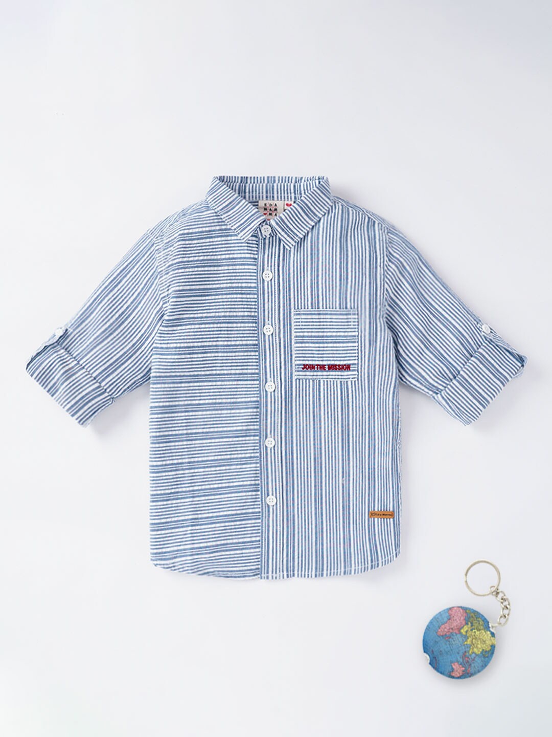 

Ed-a-Mamma Boys Cotton Striped Casual Shirt, Blue