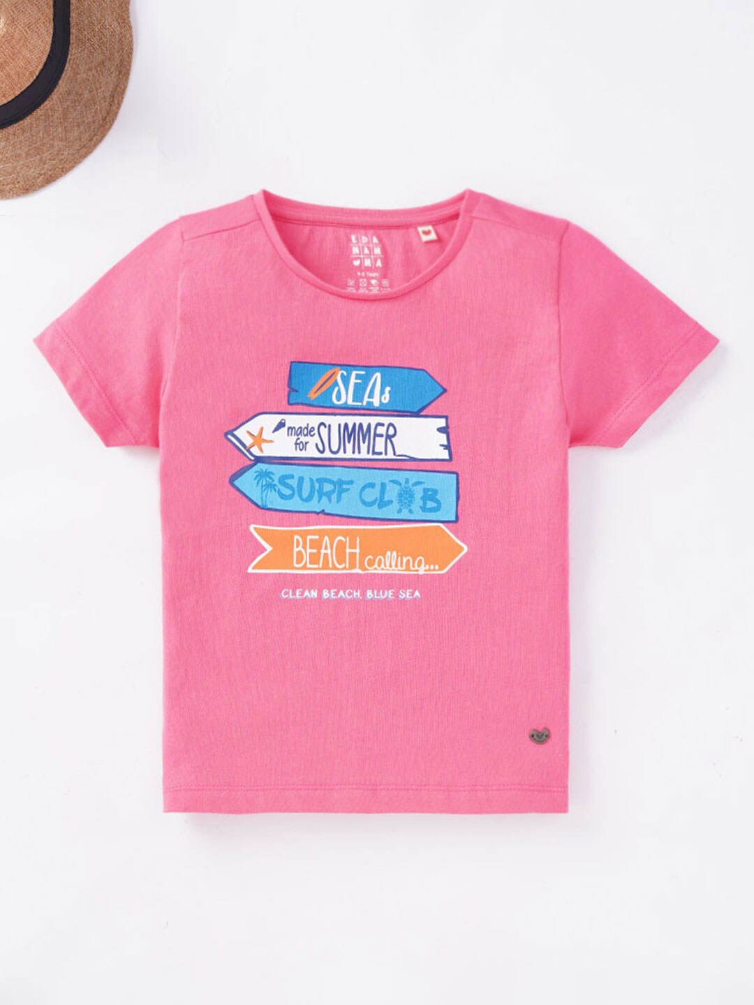 

Ed-a-Mamma Girls Typography Printed Cotton T-shirt, Pink