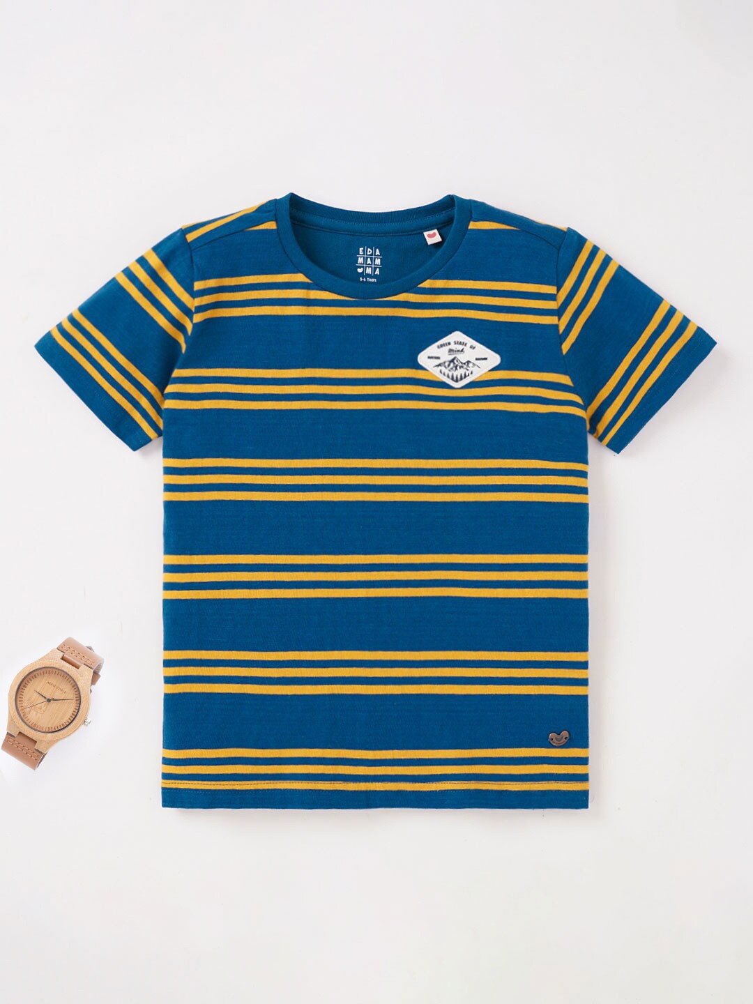 

Ed-a-Mamma Boys Striped Cotton T-shirt, Blue