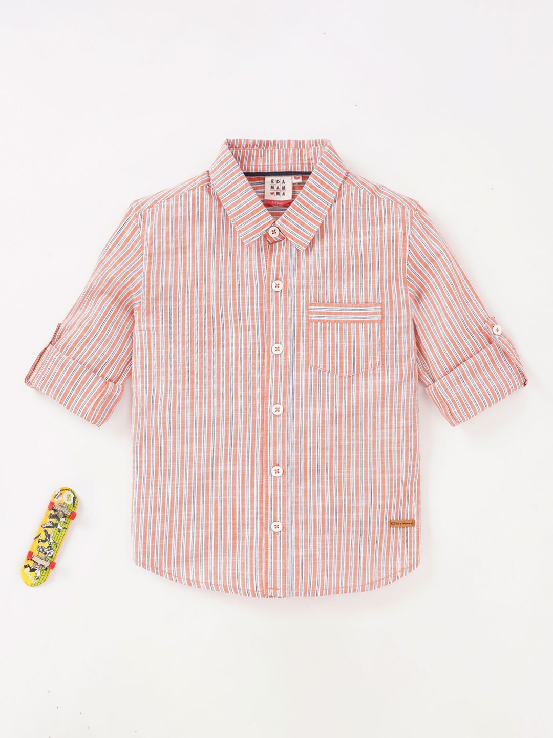 

Ed-a-Mamma Boys Cotton Striped Casual Shirt, Orange