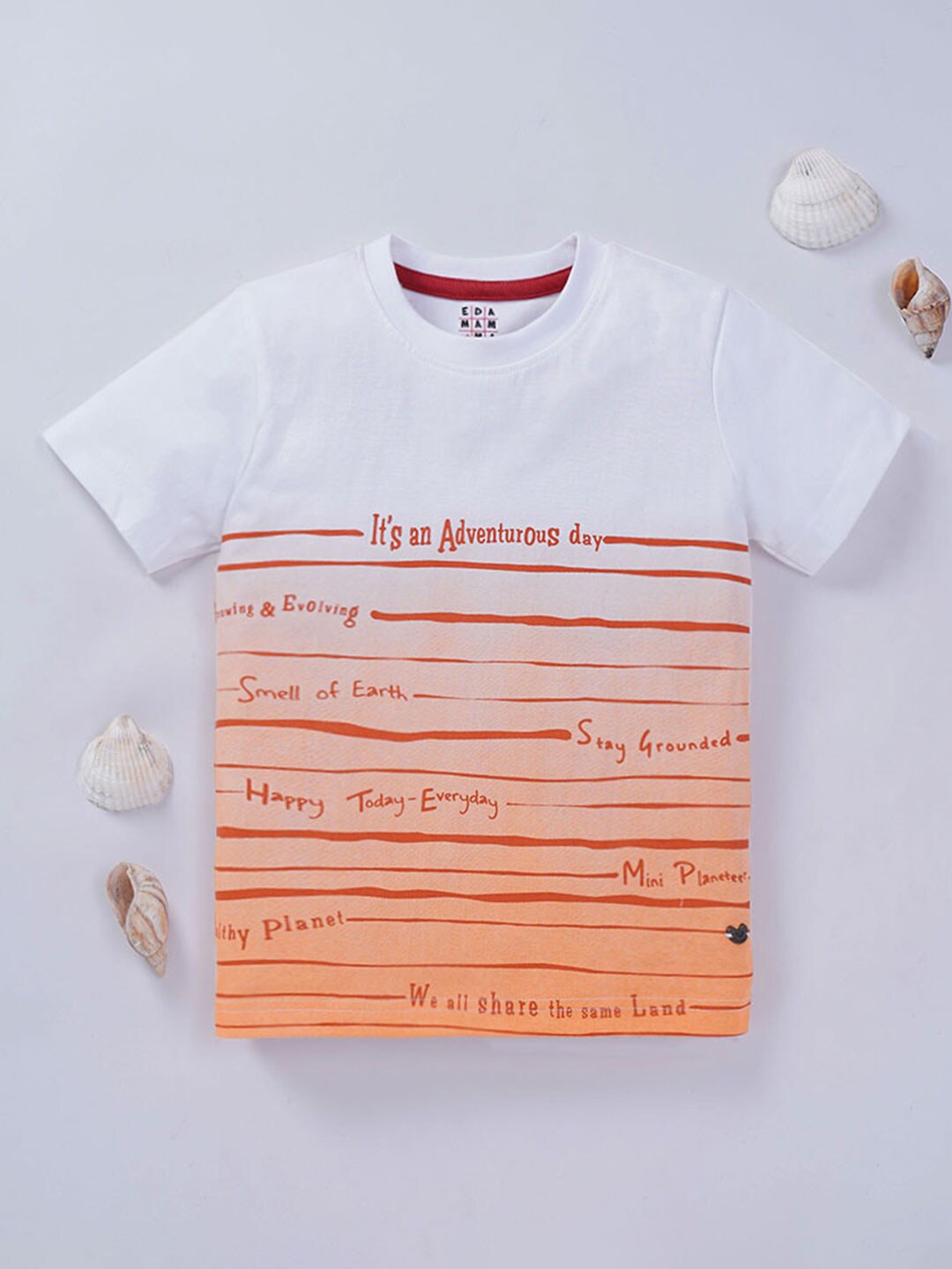 

Ed-a-Mamma Boys Typography Printed Cotton T-shirt, Orange