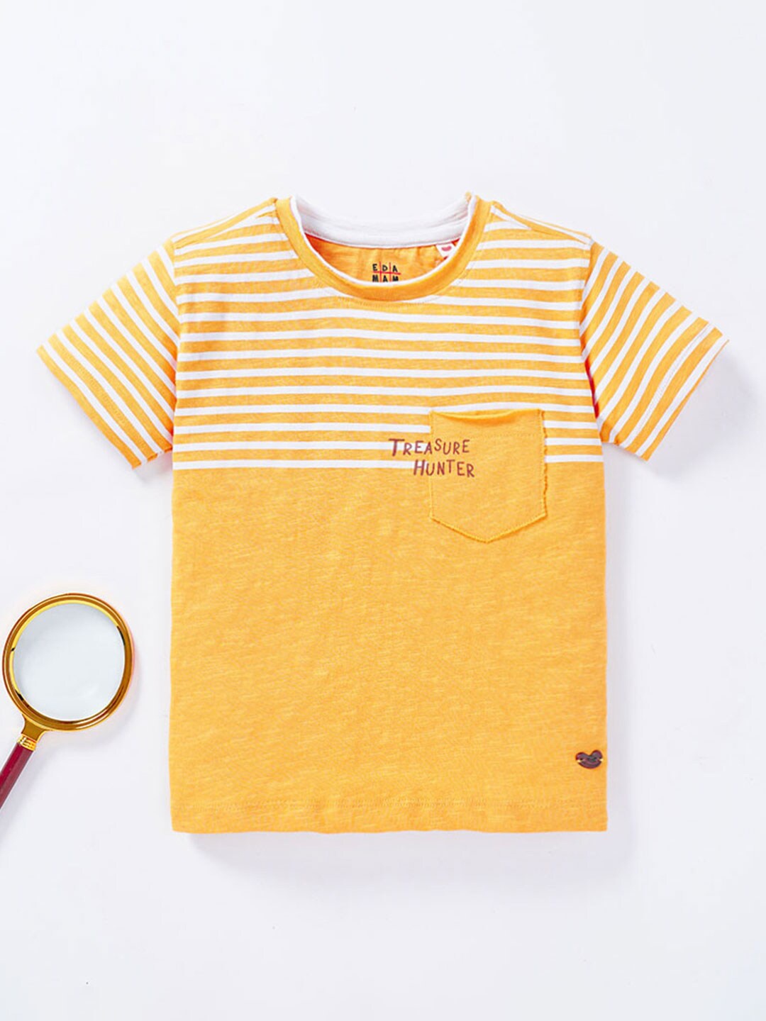 

Ed-a-Mamma Boys Striped Cotton T-shirt, Mustard