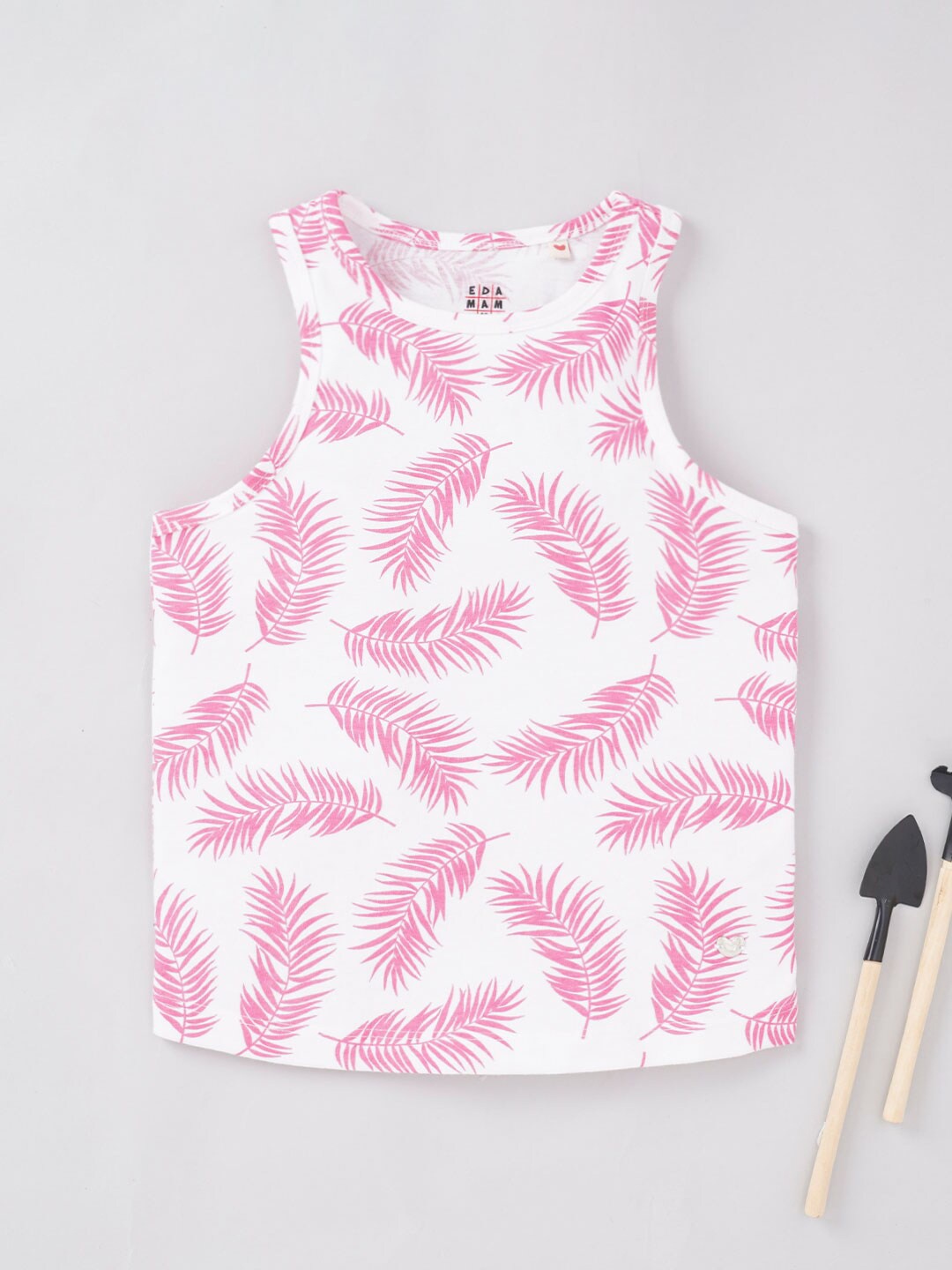 

Ed-a-Mamma Girls Tropical Printed Cotton Tank Top, Pink