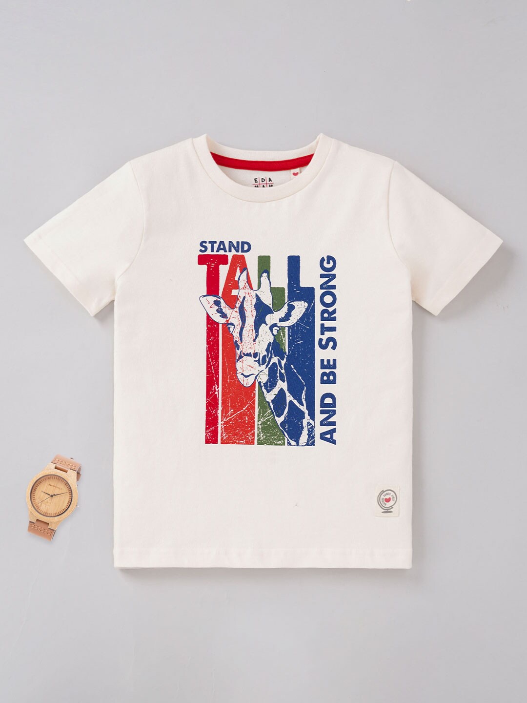 

Ed-a-Mamma Boys Graphic Printed Cotton T-shirt, Off white
