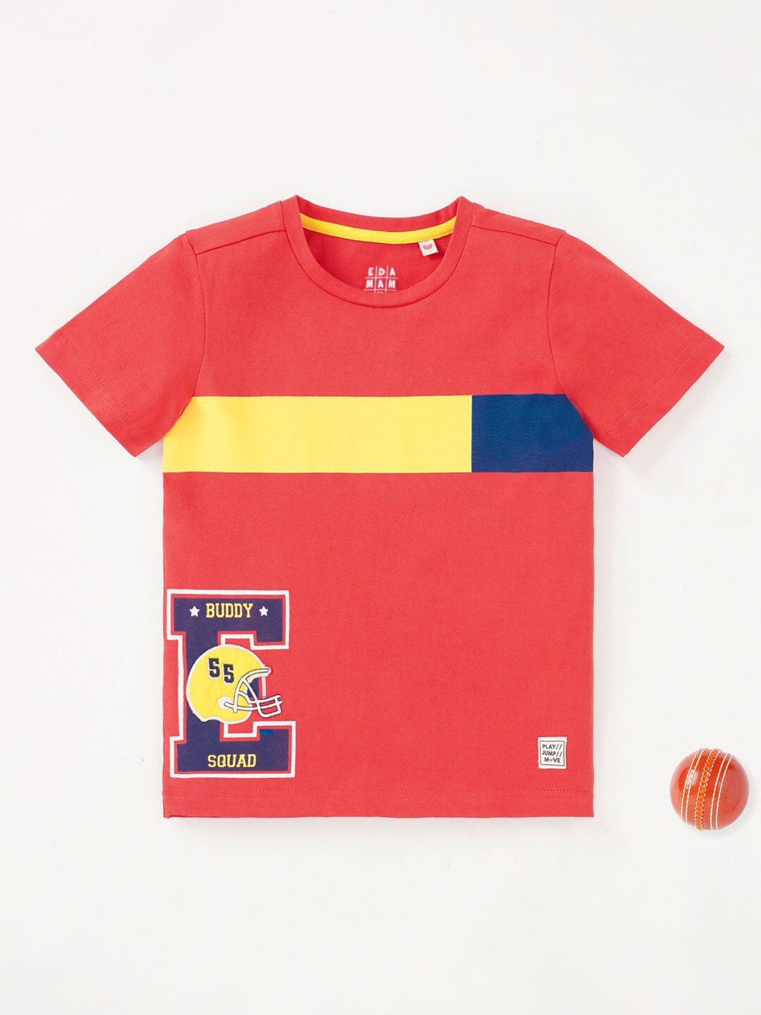 

Ed-a-Mamma Boys Graphic Printed Cotton T-shirt, Red