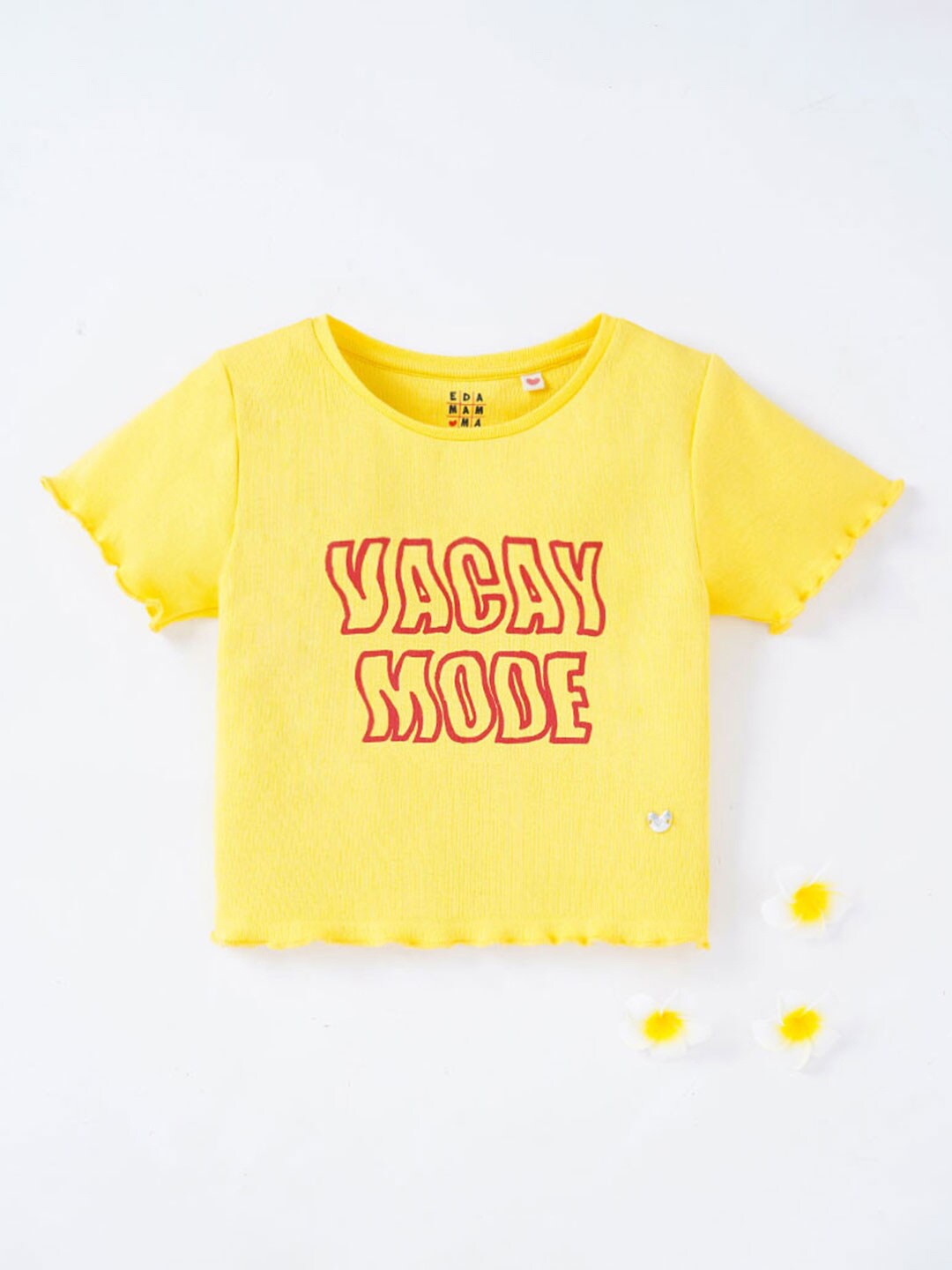 

Ed-a-Mamma Girls Typography Printed Cotton T-shirt, Yellow