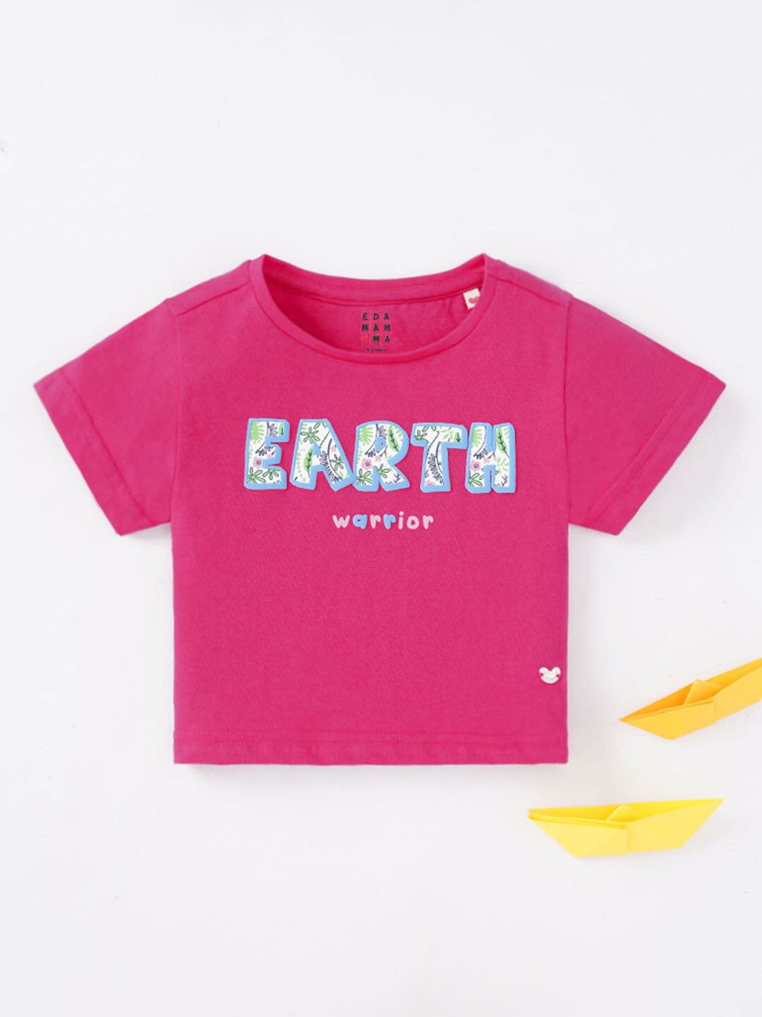 

Ed-a-Mamma Girls Typography Printed Cotton T-shirt, Pink