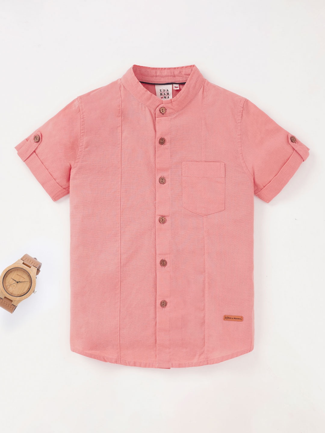 

Ed-a-Mamma Boys Cotton Casual Shirt, Coral