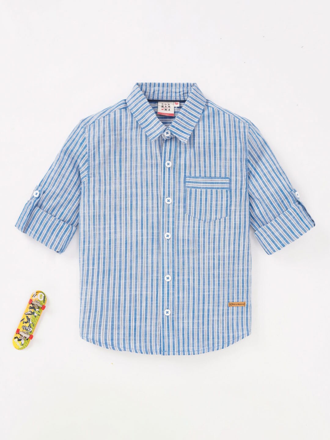 

Ed-a-Mamma Boys Bengal Stripes Casual Shirt, Blue