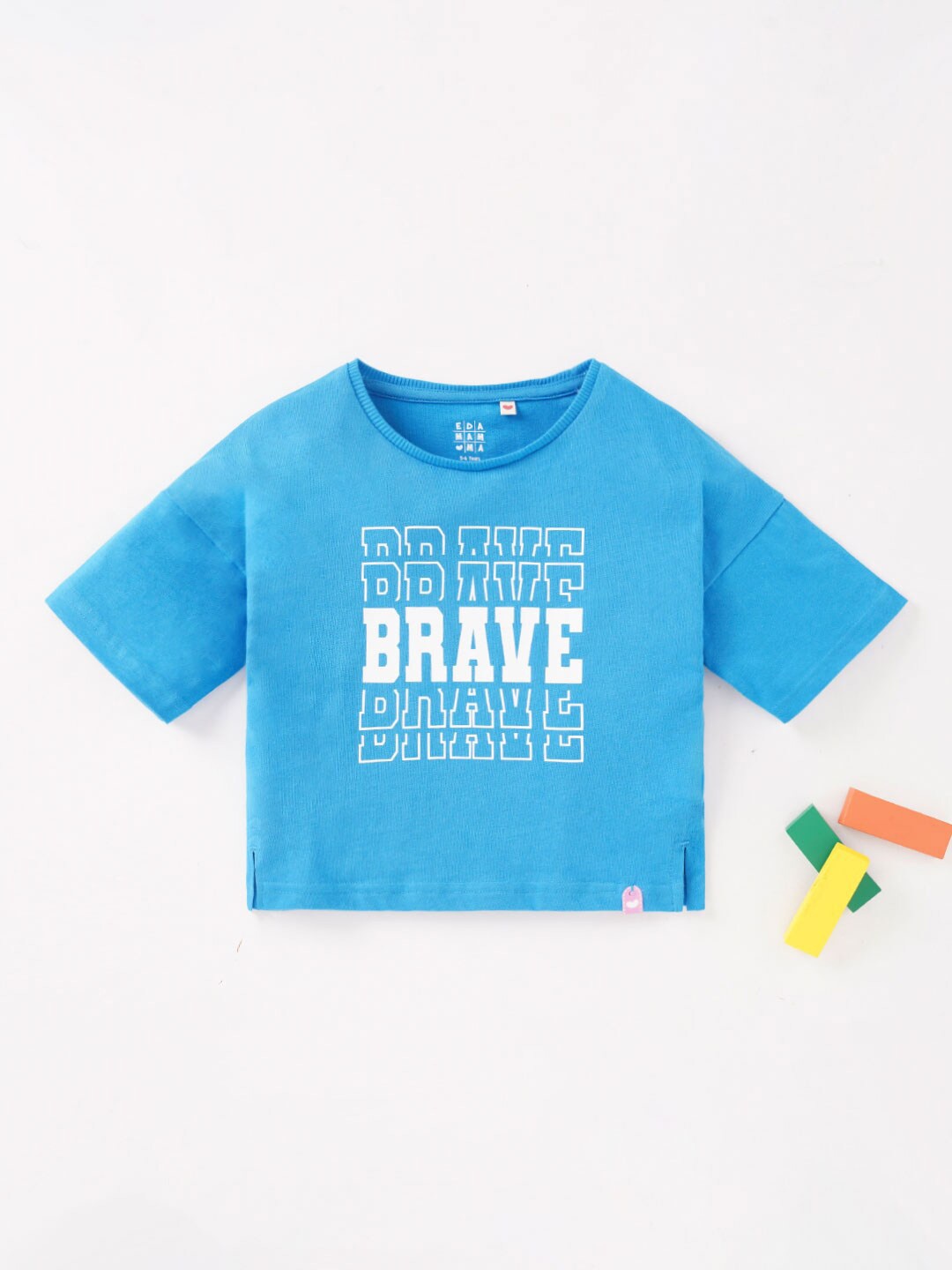 

Ed-a-Mamma Girls Typography Printed Cotton T-shirt, Blue