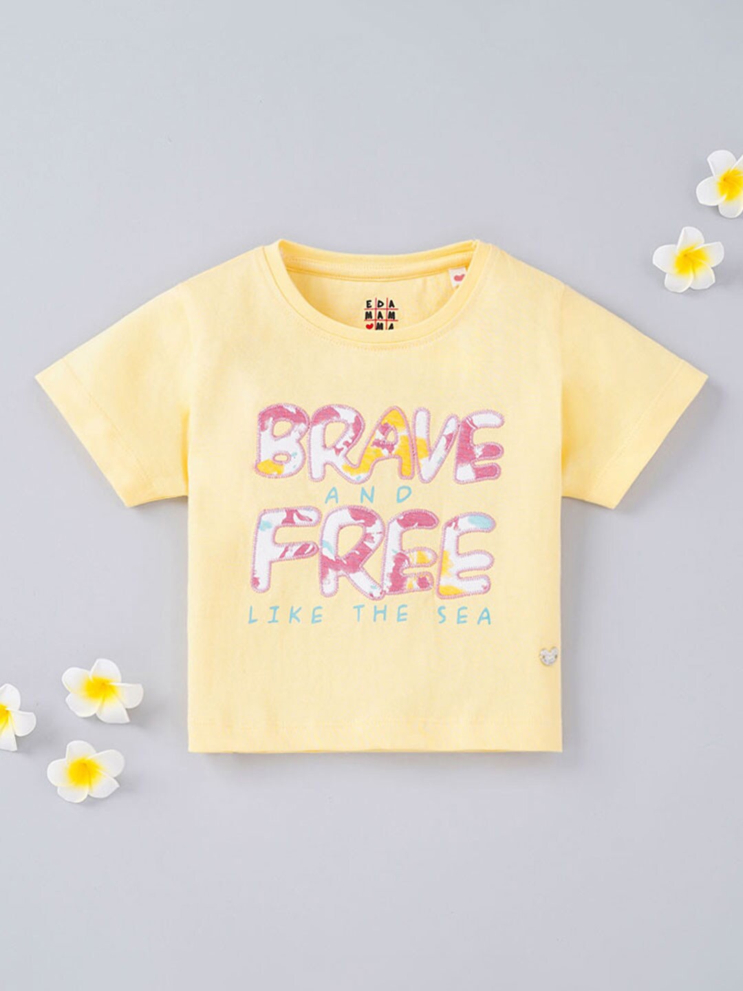 

Ed-a-Mamma Girls Typography Printed Cotton T-shirt, Yellow