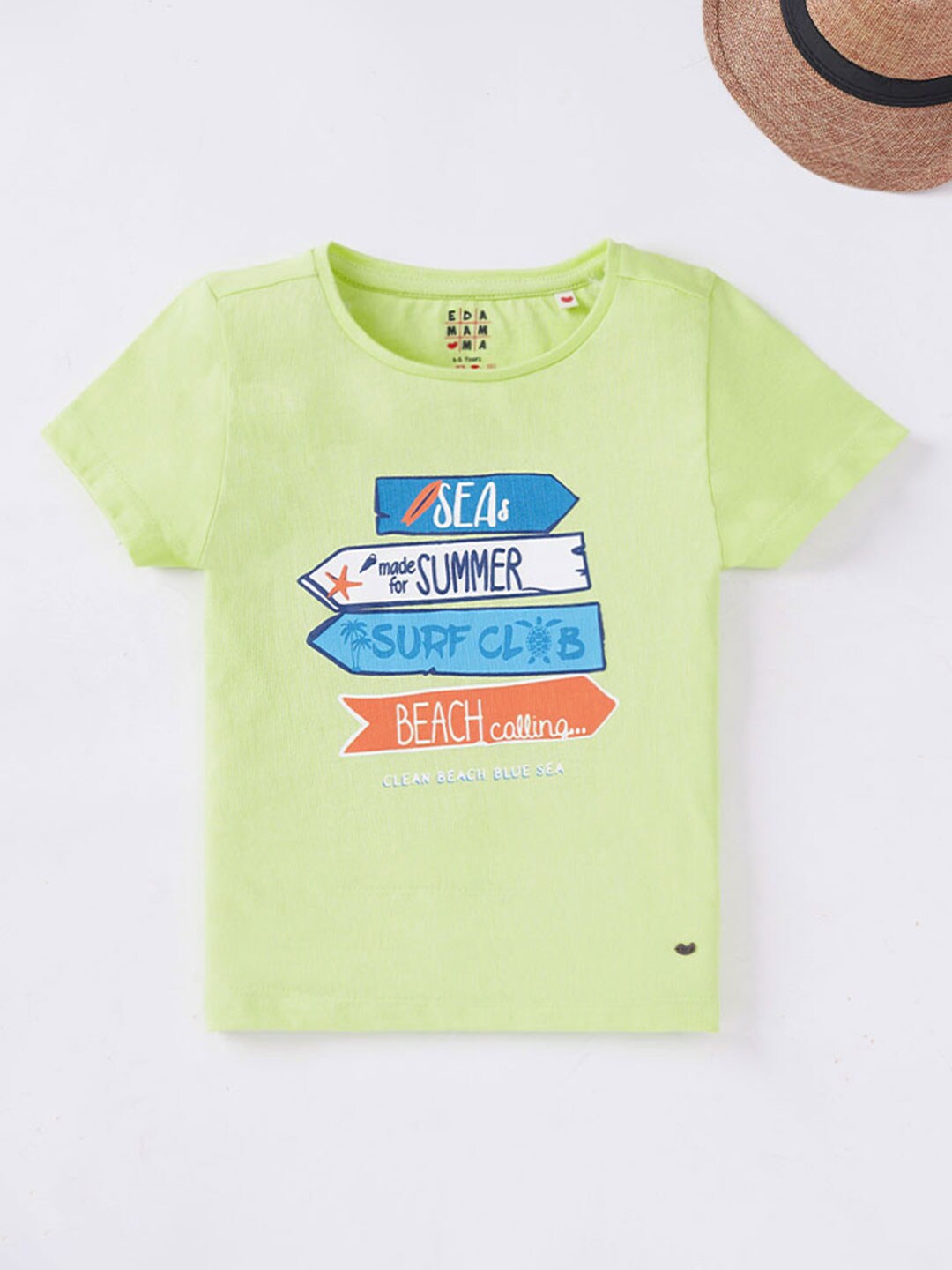 

Ed-a-Mamma Girls Graphic Printed Cotton T-Shirt, Lime green