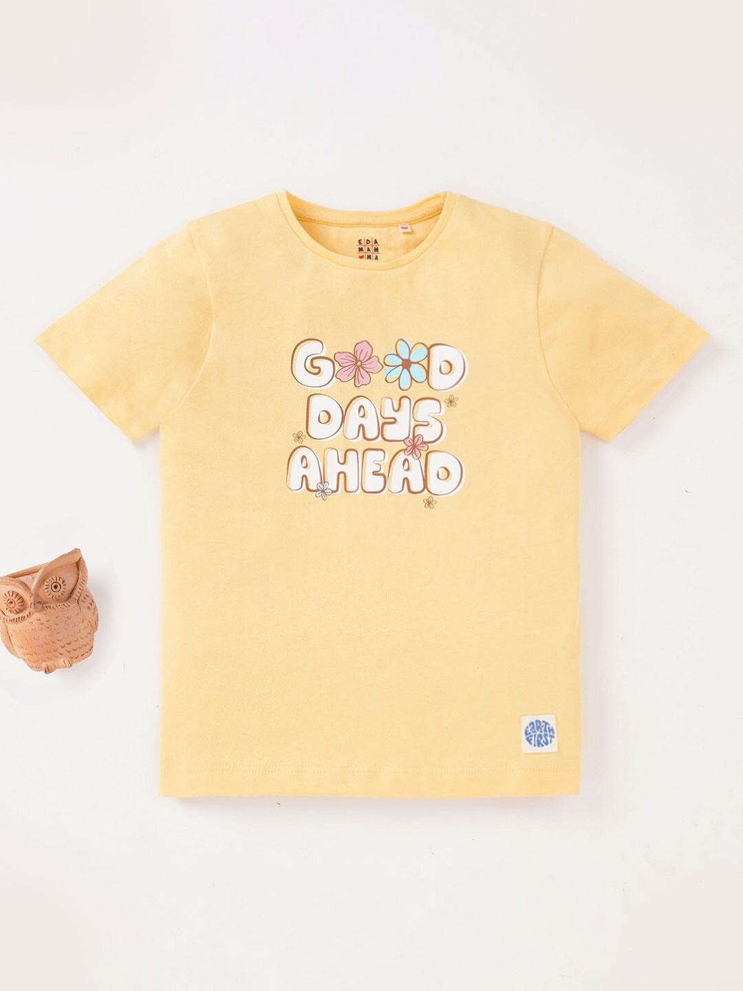 

Ed-a-Mamma Girls Typography Printed Cotton T-shirt, Yellow