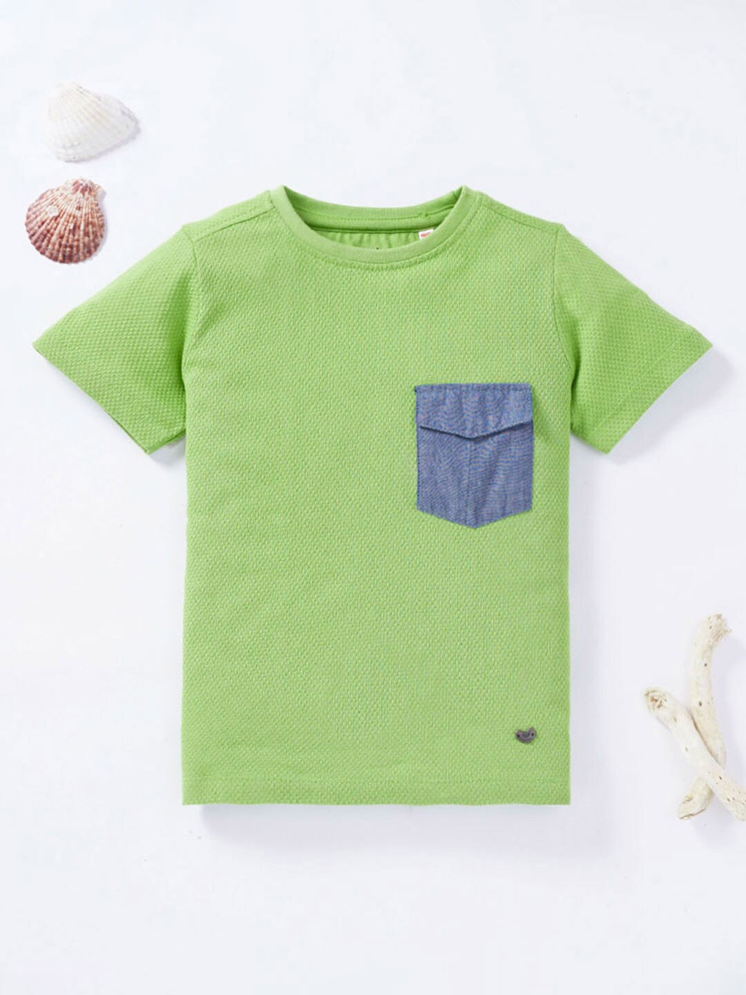 

Ed-a-Mamma Boys Round Neck Cotton T-shirt, Green