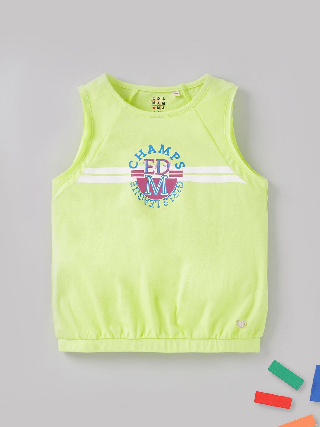 

Ed-a-Mamma Girls Typography Printed Cotton T-shirt, Green