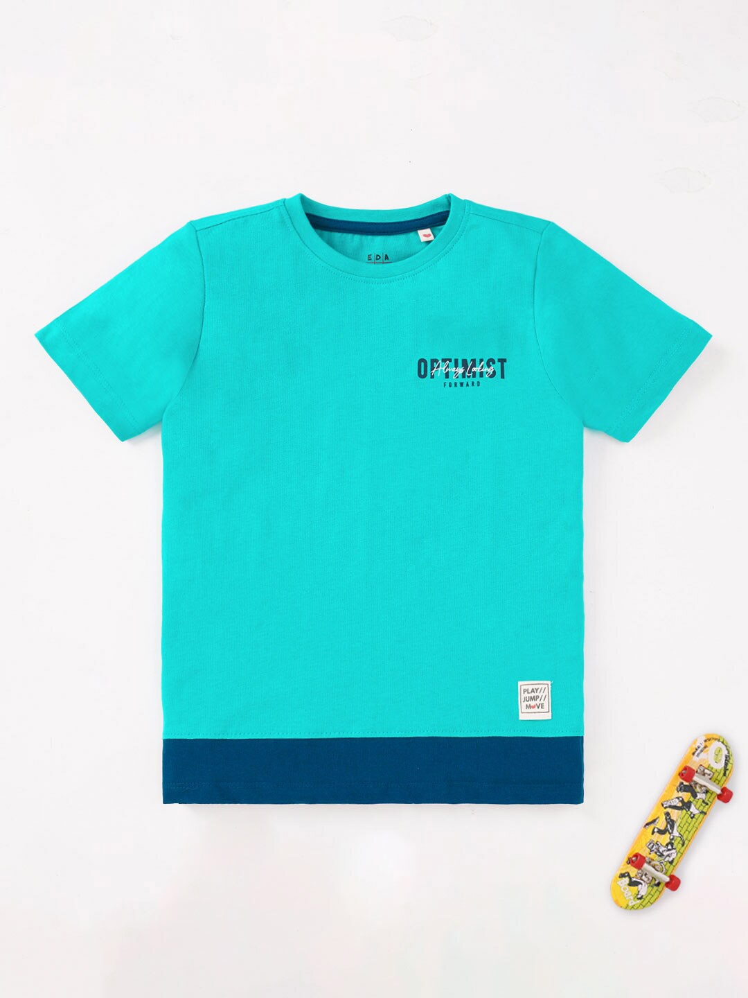 

Ed-a-Mamma Boys Typography Printed Cotton T-shirt, Teal