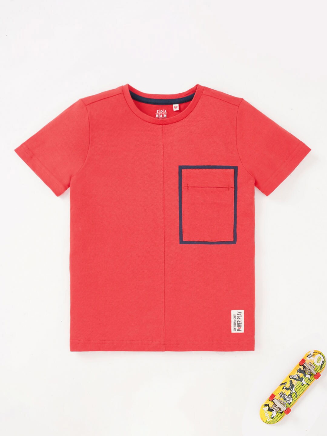 

Ed-a-Mamma Boys Round Neck Cotton T-shirt, Red
