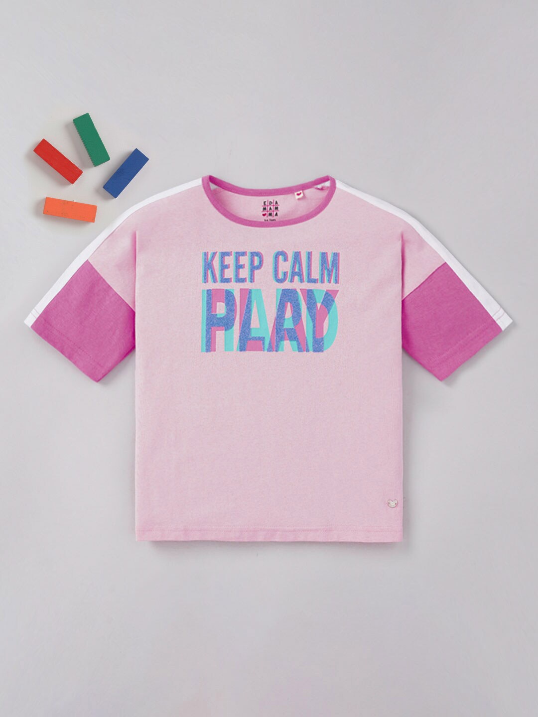 

Ed-a-Mamma Girls Typography Printed Cotton T-shirt, Pink
