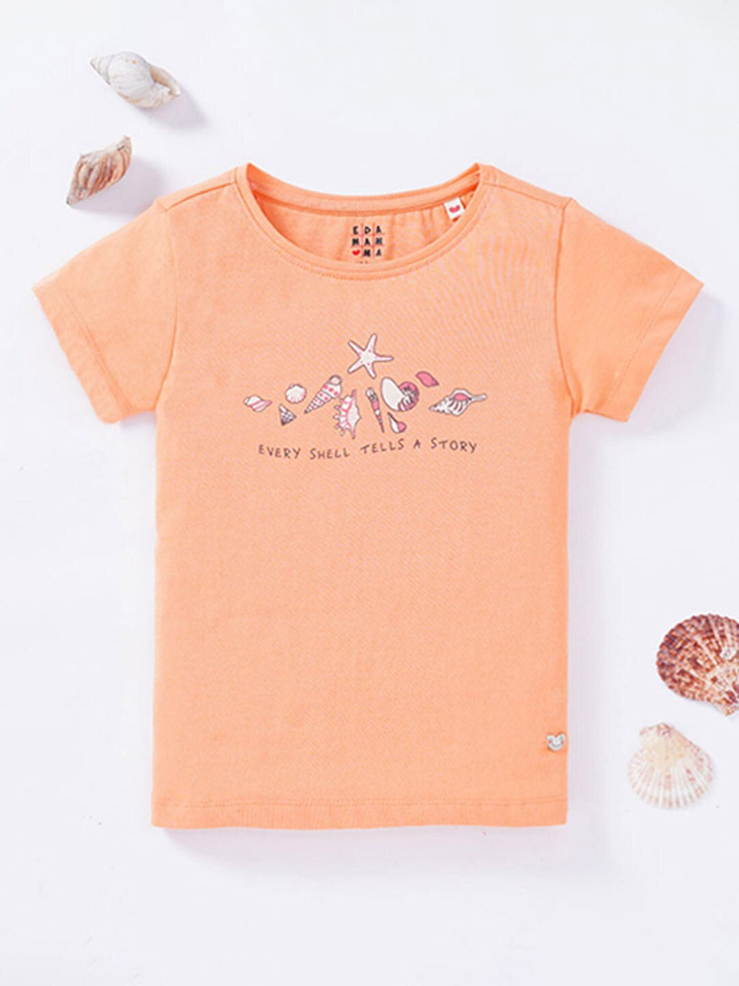 

Ed-a-Mamma Girls Conversational Print Cotton T-shirt, Orange