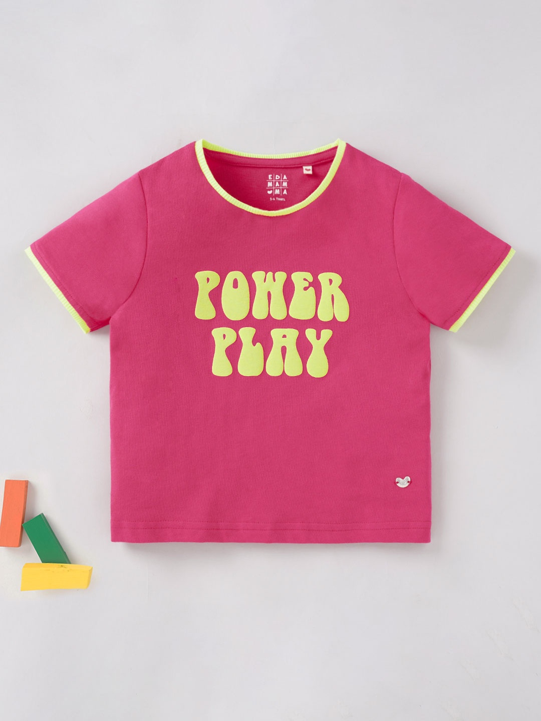 

Ed-a-Mamma Girls Typography Printed Cotton T-shirt, Pink