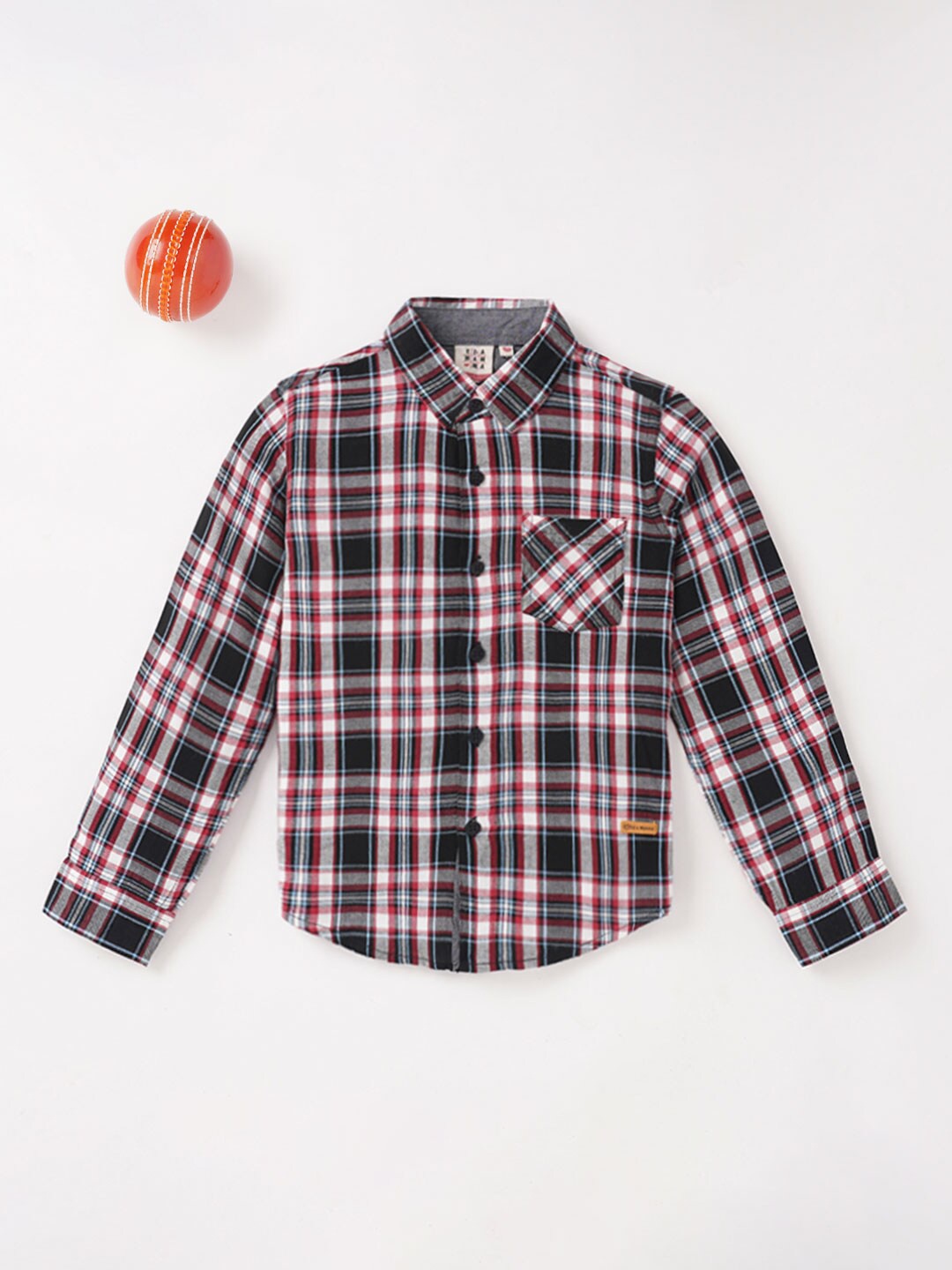 

Ed-a-Mamma Boys Cotton Checked Casual Shirt, Red