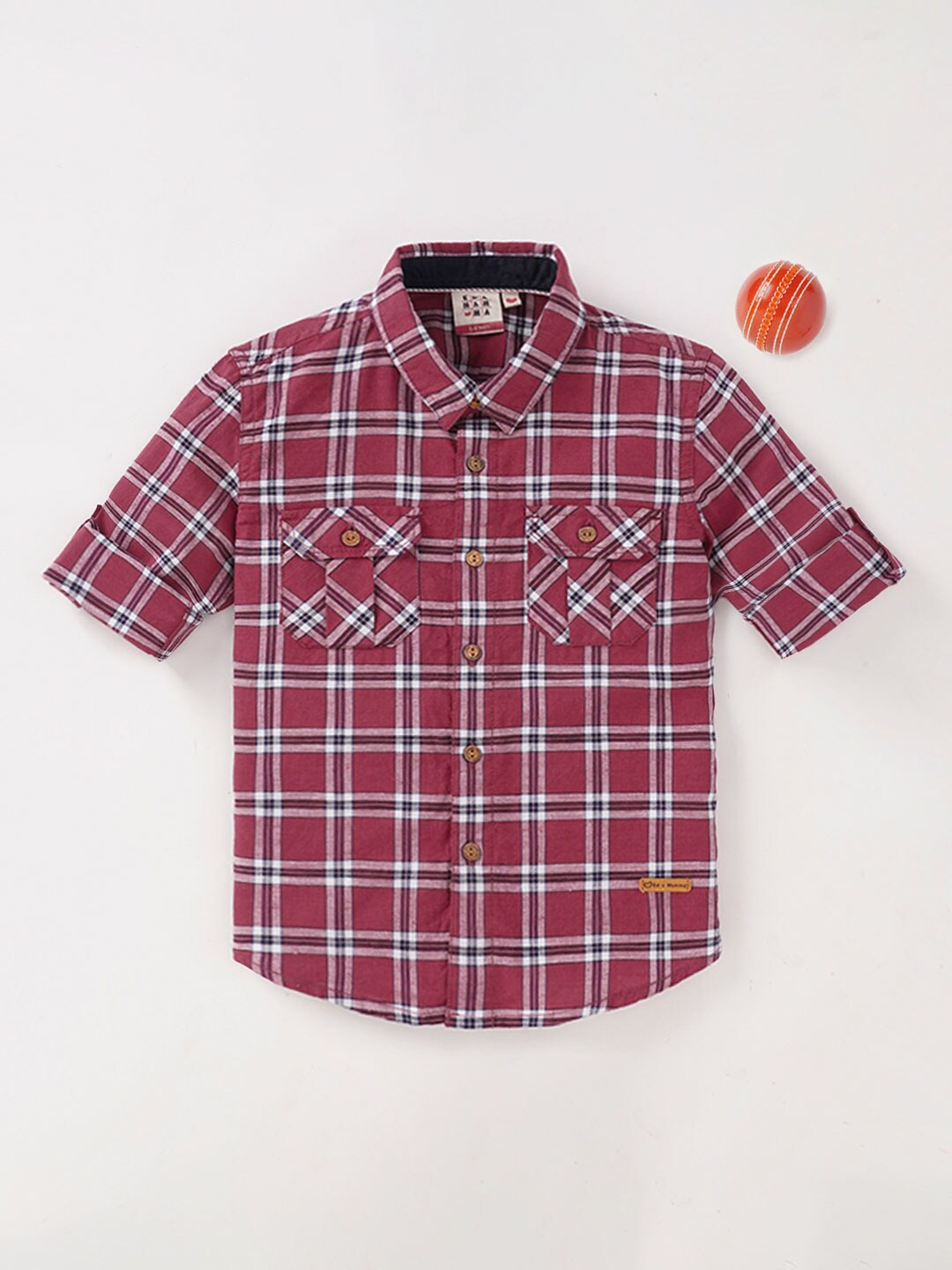 

Ed-a-Mamma Boys Tartan Checks Cotton Casual Shirt, Maroon