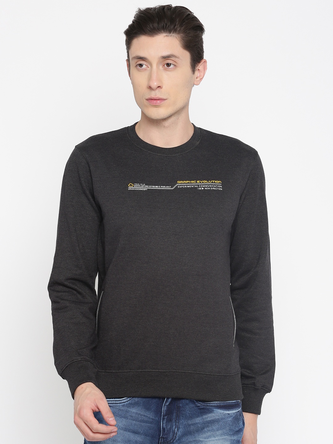

Sweet Dreams Men Charcoal Grey Printed Detail Sweatshirt