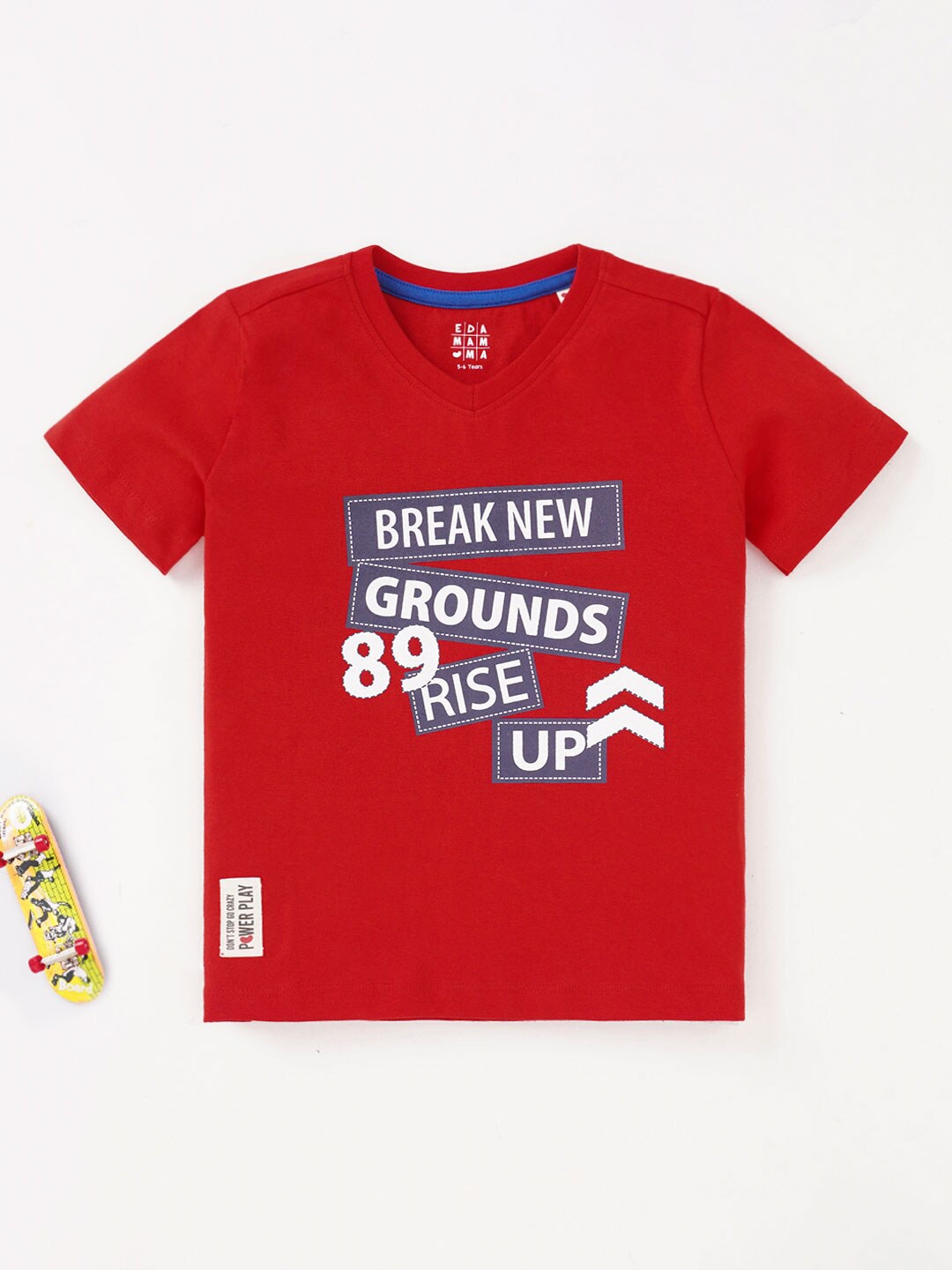 

Ed-a-Mamma Boys Typography Printed Cotton T-shirt, Red