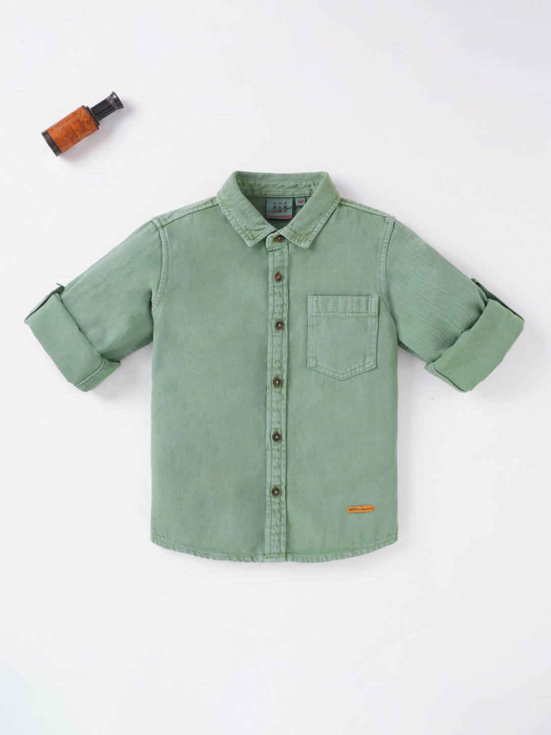 

Ed-a-Mamma Boys Casual Cotton Shirt, Olive