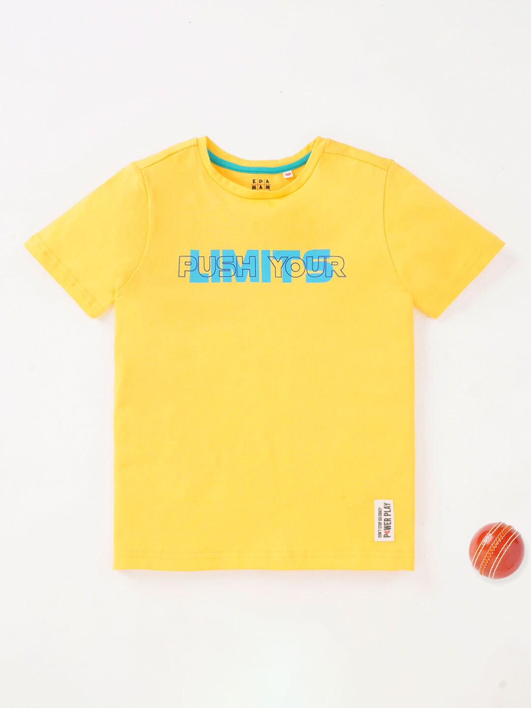 

Ed-a-Mamma Boys Typography Printed Cotton T-shirt, Yellow