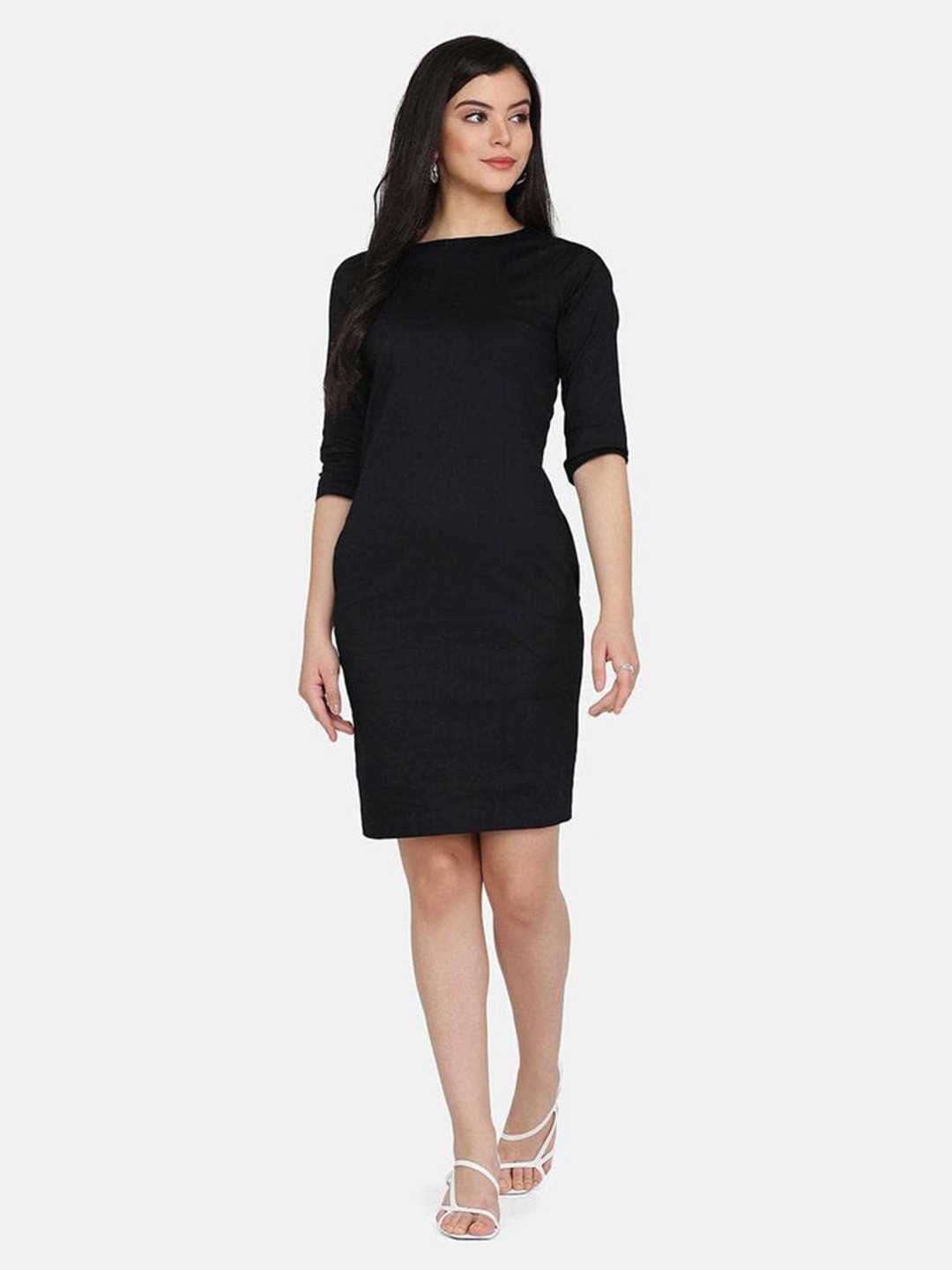 

PowerSutra Boat Neck Sheath Dress, Black