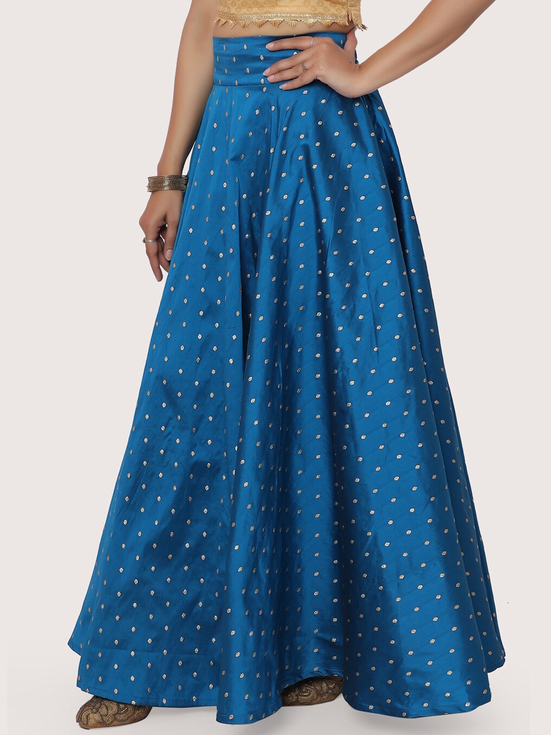 

ZRI Women Zari Embroidered Maxi-Length Ethnic Skirt, Blue