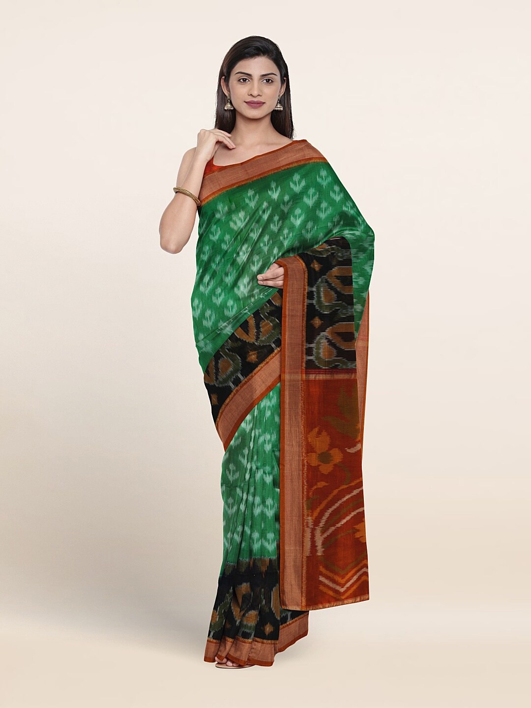 

Pothys Floral Printed Pure Silk Saree, Green
