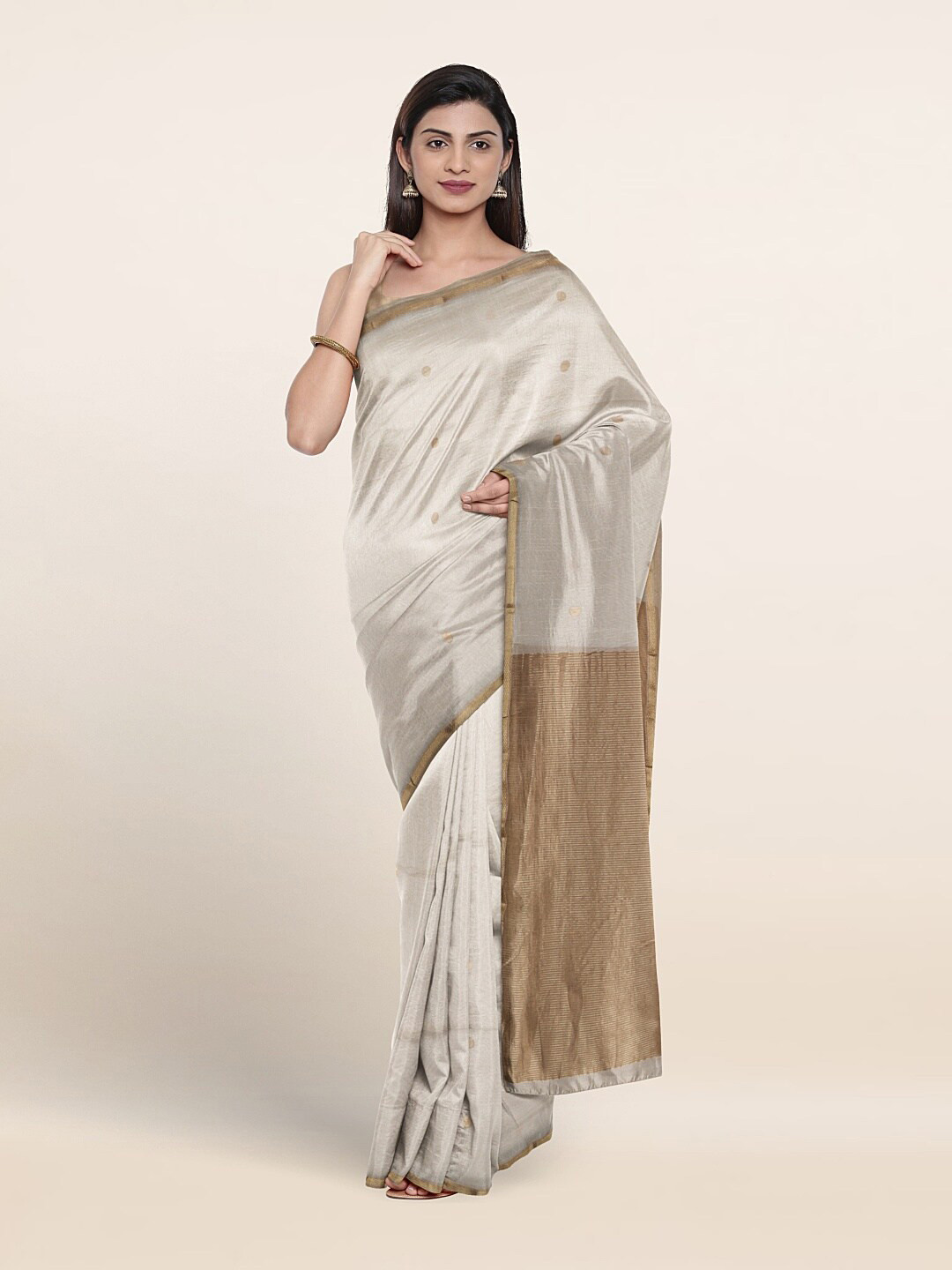 

Pothys Woven Design Zari Pure Silk Saree, Off white