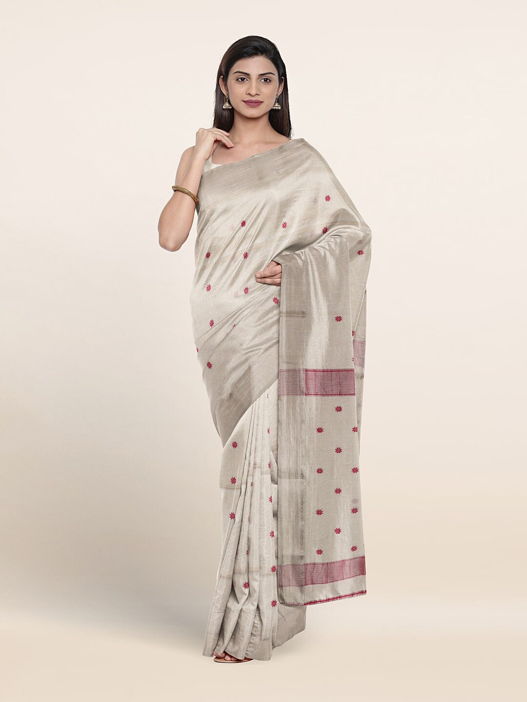 

Pothys Woven Design Pure Silk Saree, Cream
