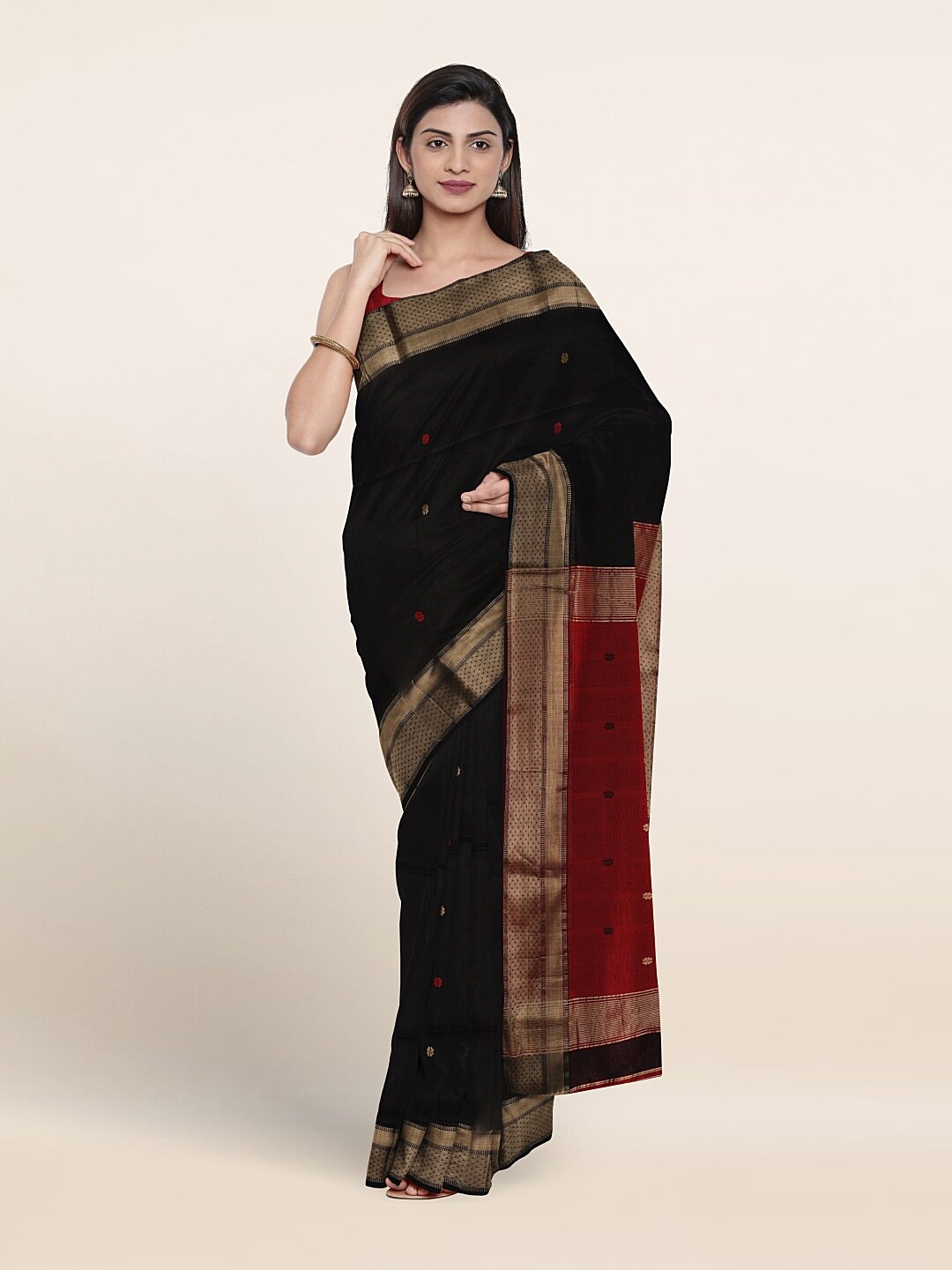 

Pothys Woven Design Zari Pure Silk Saree, Black