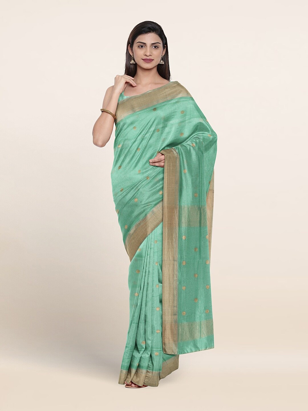 

Pothys Woven Design Zari Pure Silk Saree, Green