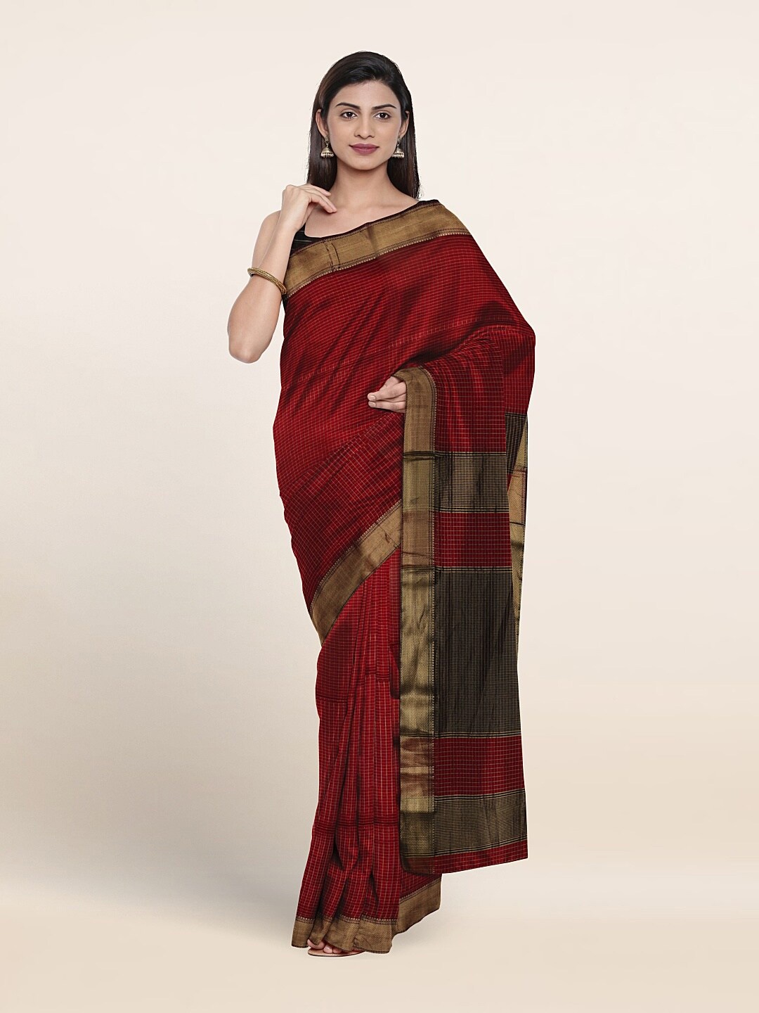 

Pothys Woven Design Zari Pure Silk Saree, Red