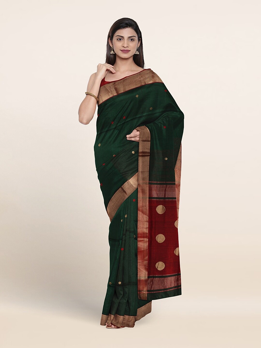 

Pothys Woven Design Zari Pure Silk Saree, Green