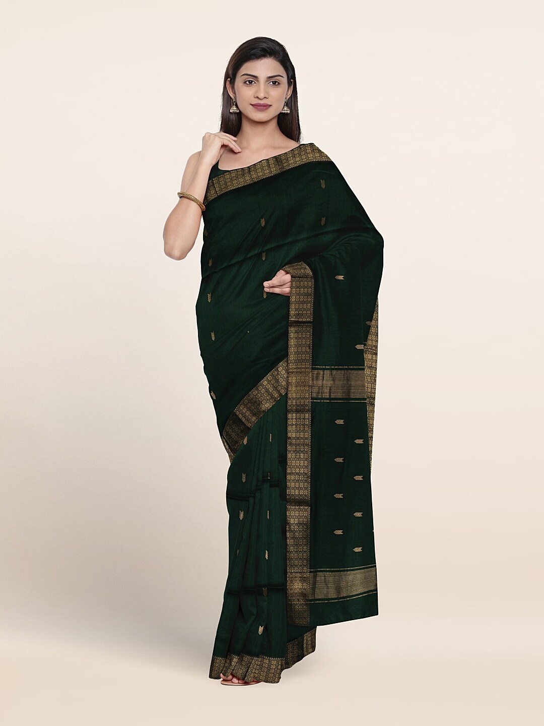 

Pothys Woven Design Zari Pure Silk Saree, Green