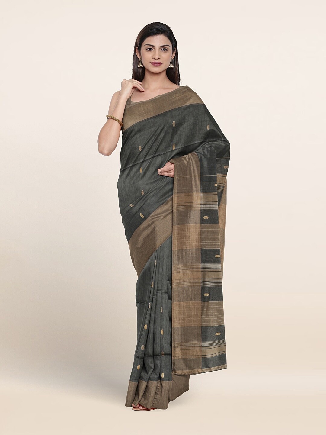 

Pothys Woven Design Zari Pure Silk Saree, Grey