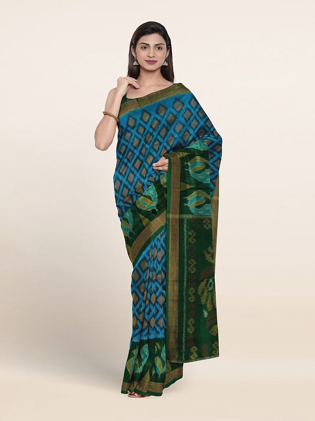 

Pothys Printed Pure Silk Saree, Blue