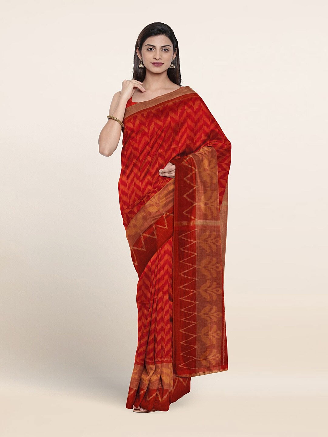 

Pothys Printed Pure Silk Saree, Rust