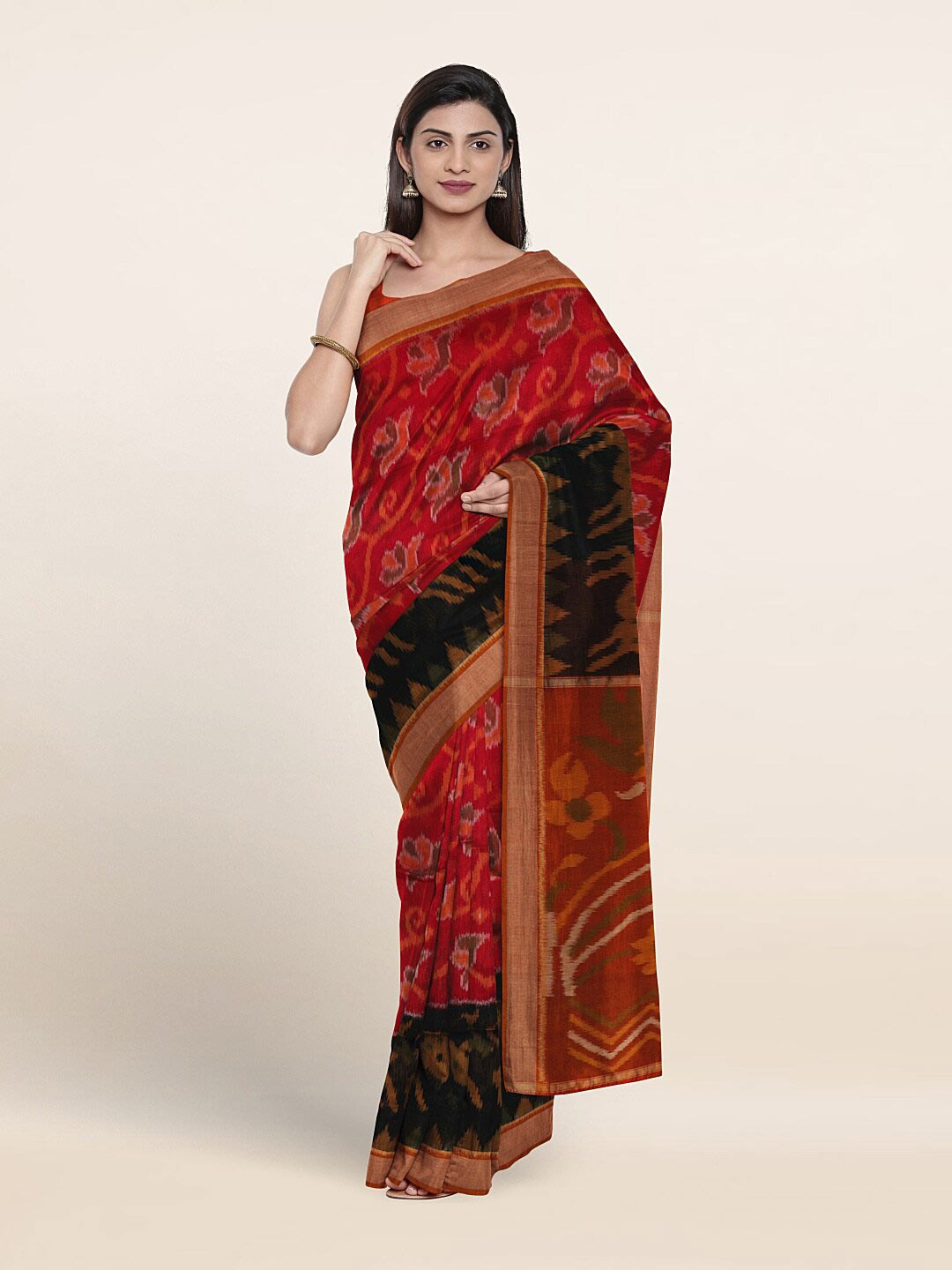 

Pothys Printed Floral Pure Silk Saree, Red