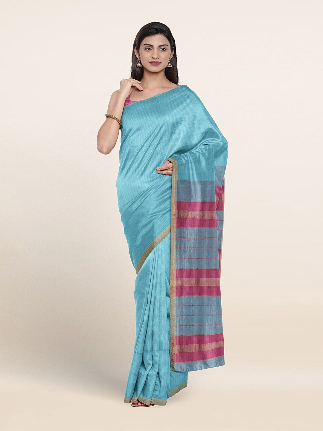 

Pothys Zari Pure Silk Saree, Blue