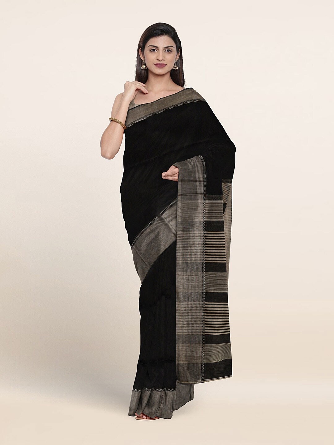 

Pothys Zari Pure Silk Saree, Black