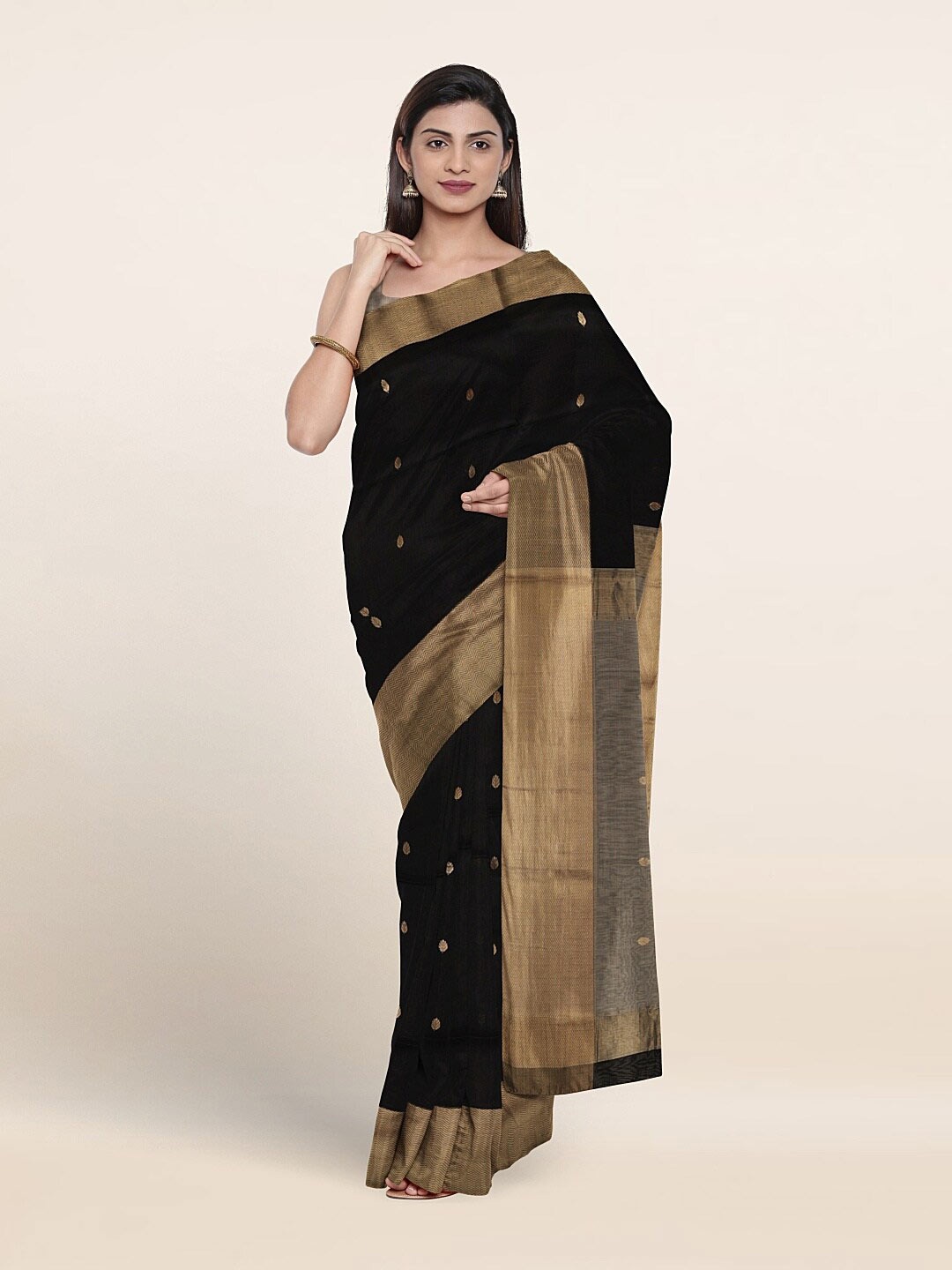 

Pothys Woven Design Zari Pure Silk Saree, Black